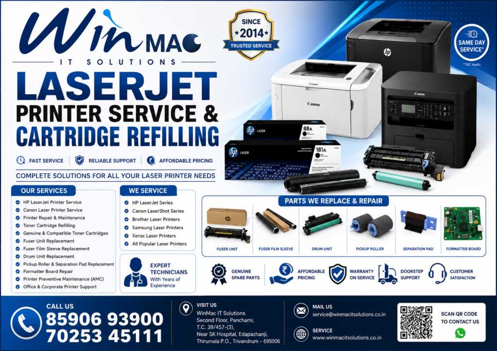 LaserJet Printer Service & Cartridge Refilling-WinMac IT Solutions